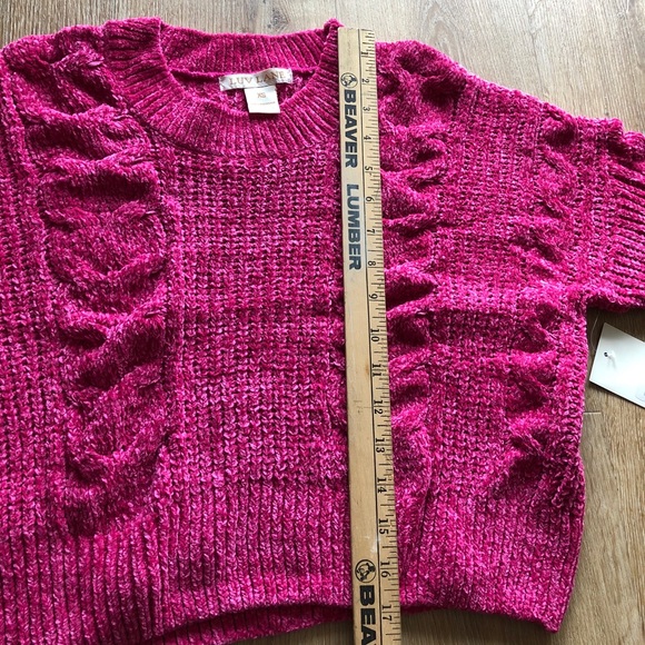 Pink Plush Cropped Sweater by Luv Lane. Super Cozy and Stylish! - Picture 14 of 16